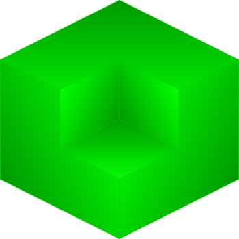Shiny green cube illusion vector