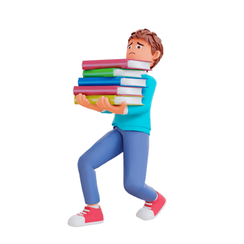 Cute boy going to school and bring a books cartoon 3d icon illustration. people education icon concept png