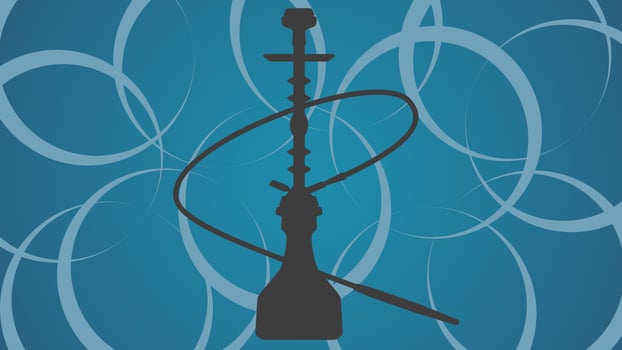 Black hookah lounge bar blue background vector