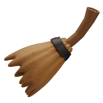Witch's broom Halloween Icon, 3d Illustration png