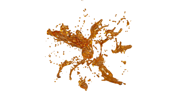 Oil splash with droplets on white bakckground. Macro camera 4K size. 3d illustration. png