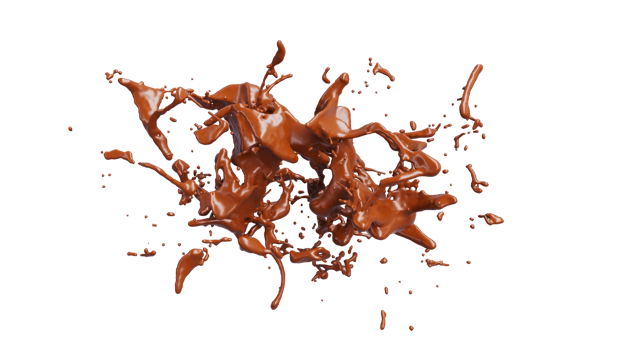 Chocolate Splash with droplets 3d rendering. PNG alpha. 3d illustration.