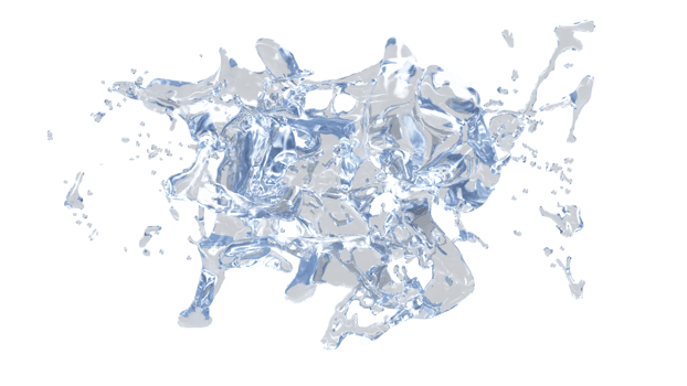 Water Splash with droplets on black background. 3d illustration. png