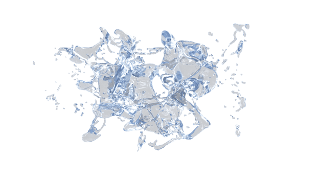 Water Splash with droplets on black background. 3d illustration. png