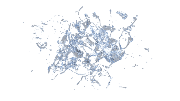 Water Splash with droplets on black background. 3d illustration. png