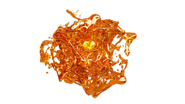 Oil splash with droplets on white bakckground. Macro camera 4K size. 3d illustration. png