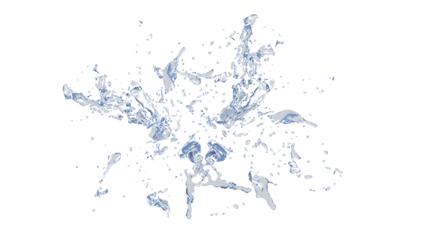 Water Splash with droplets on black background. 3d illustration. png
