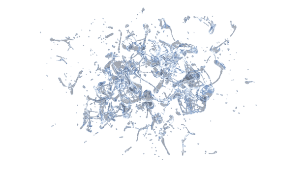 Water Splash with droplets on black background. 3d illustration. png