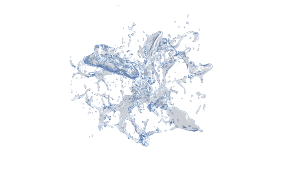 Water Splash with droplets on black background. 3d illustration. png