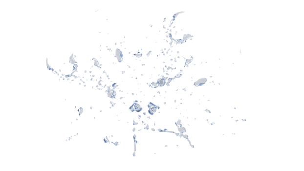 Water Splash with droplets on black background. 3d illustration. png