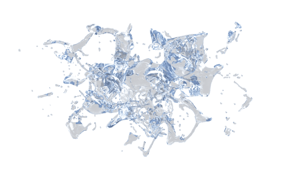 Water Splash with droplets on black background. 3d illustration. png