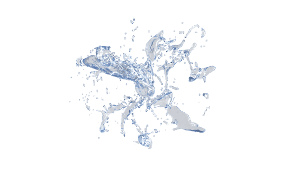 Water Splash with droplets on black background. 3d illustration. png