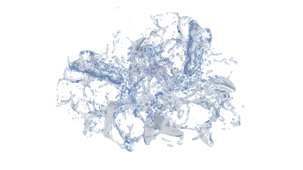 Water Splash with droplets on black background. 3d illustration. png