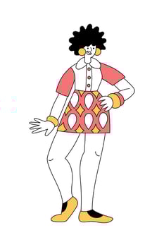 Cheerful women in retro 1960s clothes standing, arms akimbo vector