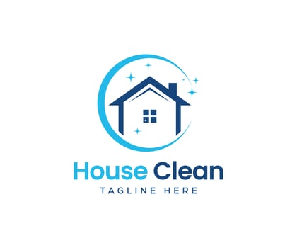 Modern House cleaning logo design template vector