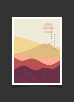 Abstract mountain painting, Abstract background, Premium Vector
