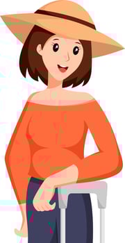 Girl Traveling with Suitcase Character Design Illustration vector