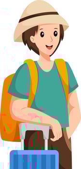 Boy Traveling with a Suitcase Character Design Illustration vector
