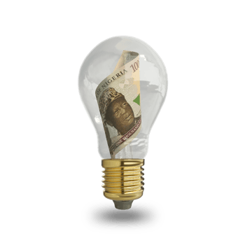 3d rendering of Nigerian Naira note inside transparent light bulb isolated on transparent background, creative thinking. Making money by solving problem. idea concept png