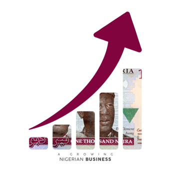Growing business icon. clip masking of Nigerian naira note to in the shape of a business growth graph. Illustration png