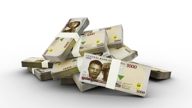 3D Stack of 1000 Nigerian naira notes png