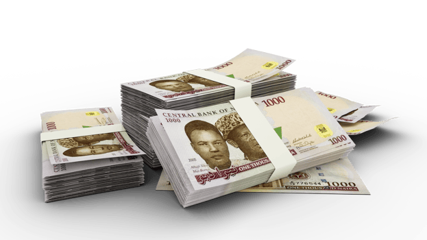 3D Stack of Nigerian naira notes png