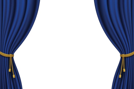 realistic curtain frame template blue color vector graphic