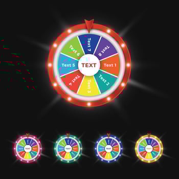 modern fortune wheel with light effect set collection vector graphic