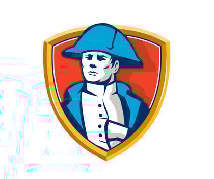 Napoleon Bonaparte Bicorn Hat Shield Retro vector
