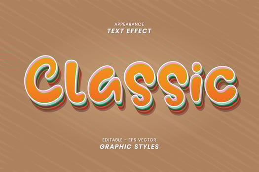 Editable Text Effect - Classic Words with Modern Theme. vector