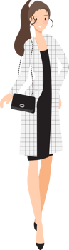 fashionable woman in black and white working outfit flat style cartoon png