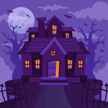 Halloween Scary Haunted Old House Background vector