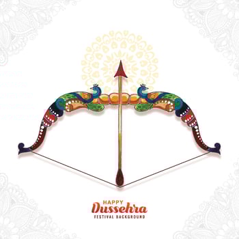 Traditional happy dussehra watercolor bow and arrow celebration card background vector