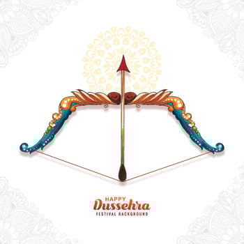 Beautiful bow and arrow of rama in happy dussehra card holiday background vector