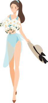 pretty young stylish women wear summer colorful pastel swimsuit flat style png