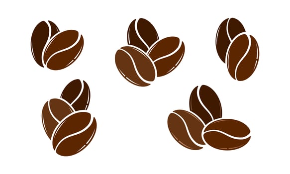 Set of coffee beans 5 styles vector