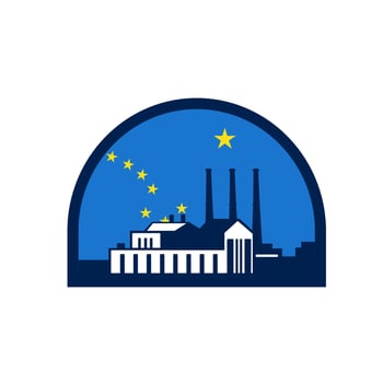 Power Plant Alaska Flag Half Circle Retro vector