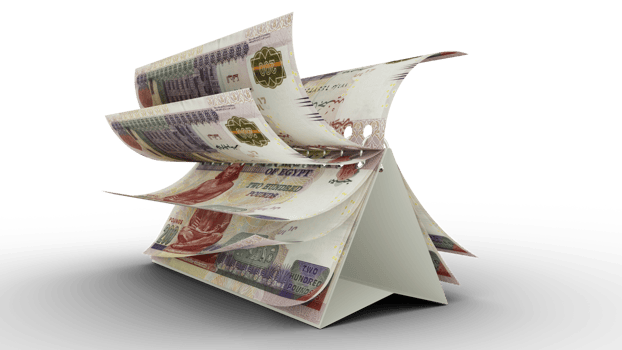 Calendar made of Egyptian pound  notes isolated on transparent background. Money calendar. spending concept. 3d rendering png