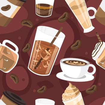 Seamless Hot And Iced Coffee Beverages vector