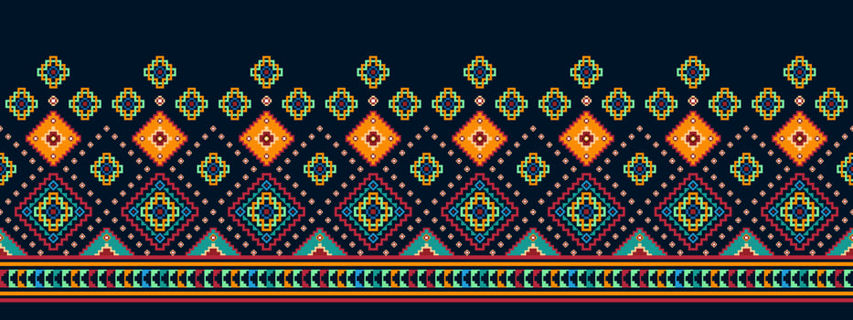 Ikat ethnic seamless pattern decoration design. Aztec fabric carpet boho mandalas textile decor wallpaper. Tribal native motif flower decorative traditional embroidery vector illustrated background