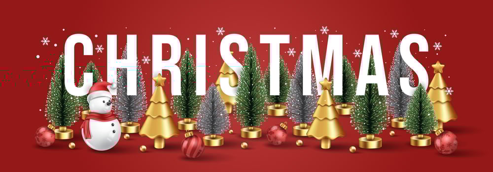 Merry Christmas background Snowman, christmas tree and christmas balls. Vector illustration