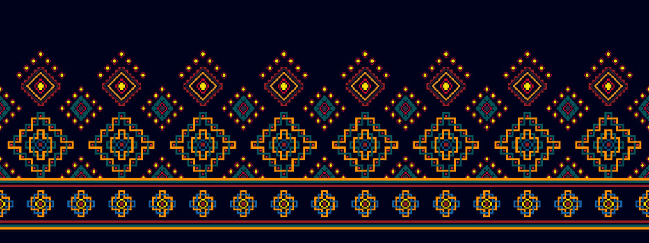 Ikat ethnic seamless pattern decoration design. Aztec fabric carpet boho mandalas textile decor wallpaper. Tribal native motif flower decorative traditional embroidery vector illustrated background