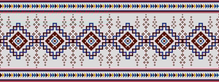 Ikat ethnic seamless pattern decoration design. Aztec fabric carpet boho mandalas textile decor wallpaper. Tribal native motif flower decorative traditional embroidery vector illustrated background