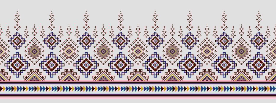 Ikat ethnic seamless pattern decoration design. Aztec fabric carpet boho mandalas textile decor wallpaper. Tribal native motif flower decorative traditional embroidery vector illustrated background