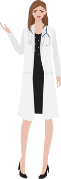 flat style woman doctor with stethoscope png