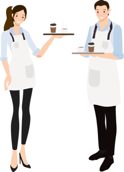 coffee waiter or barista in blue shirt uniform png
