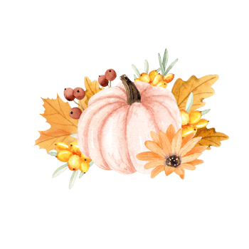 Watercolor autumn pumpkin arrangement png