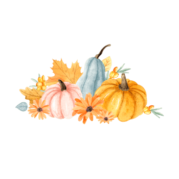 Watercolor autumn pumpkin arrangement png