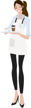 flat style female barista or coffee waiter   collection png