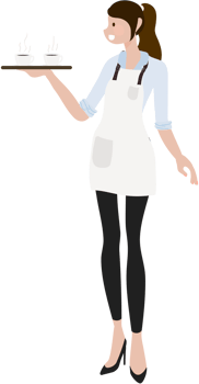 flat style female barista or coffee waiter   collection png